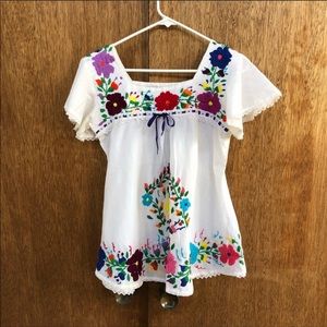 Vintage Multicolor Embroidered Mexican Top